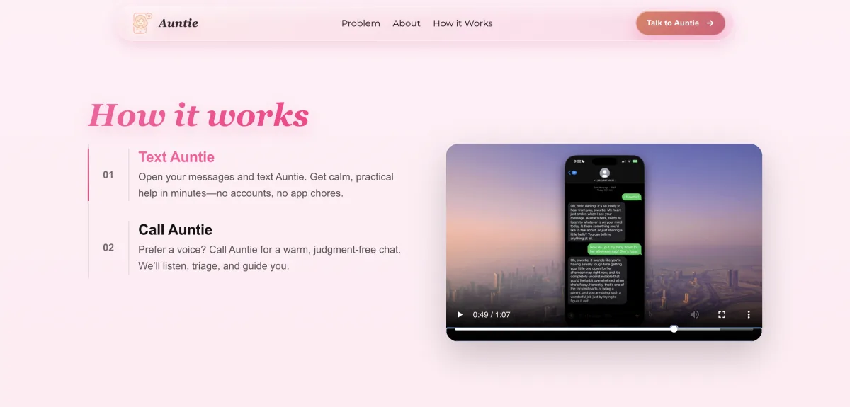 MyAuntie project screenshot
